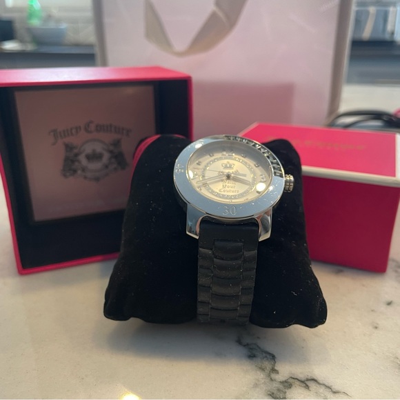 Juicy Couture Black & Silver with crystal studs and Silicone band ladies watch. - Picture 4 of 8